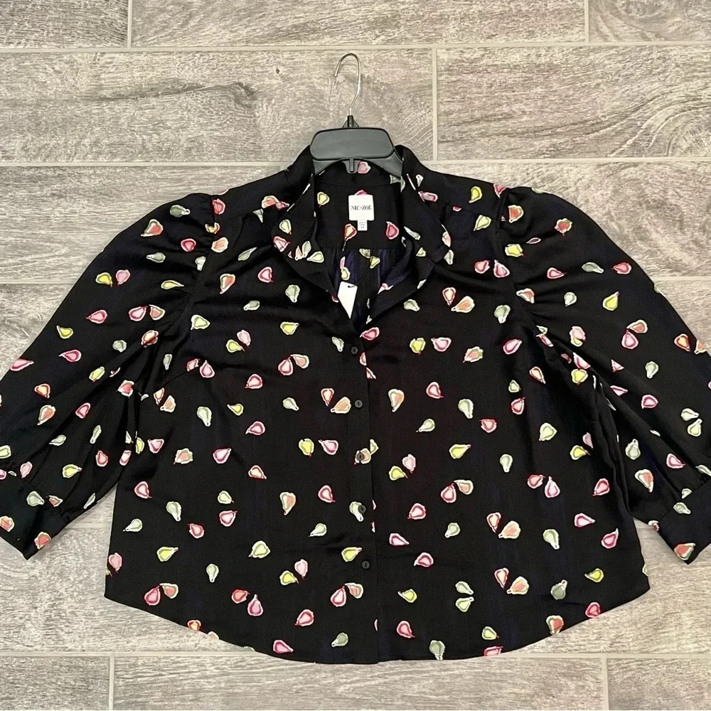 Nwt Nic + Zoe Party Pears Button-Front Top (1x) — image 3 of 8